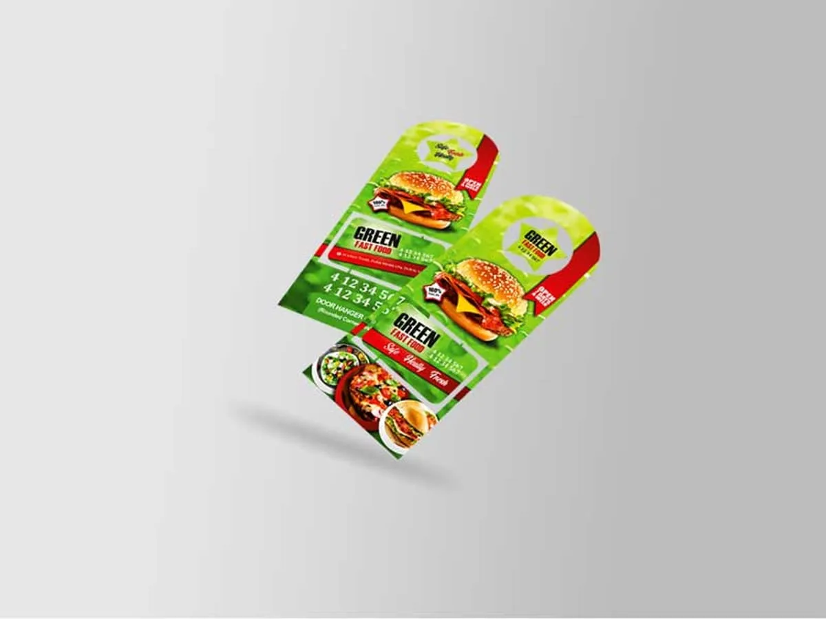 A door hanger with rounded corners
