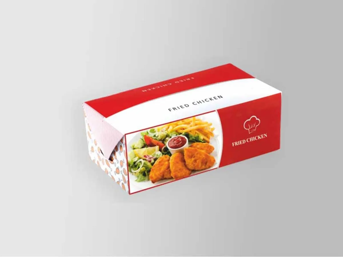 A printed takeaway fried chicken box