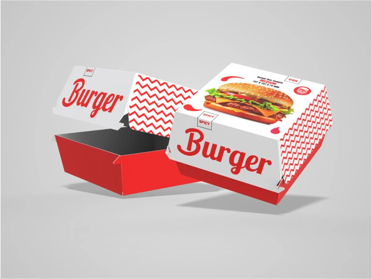 A pearl-pattern burger box with an embossed lid