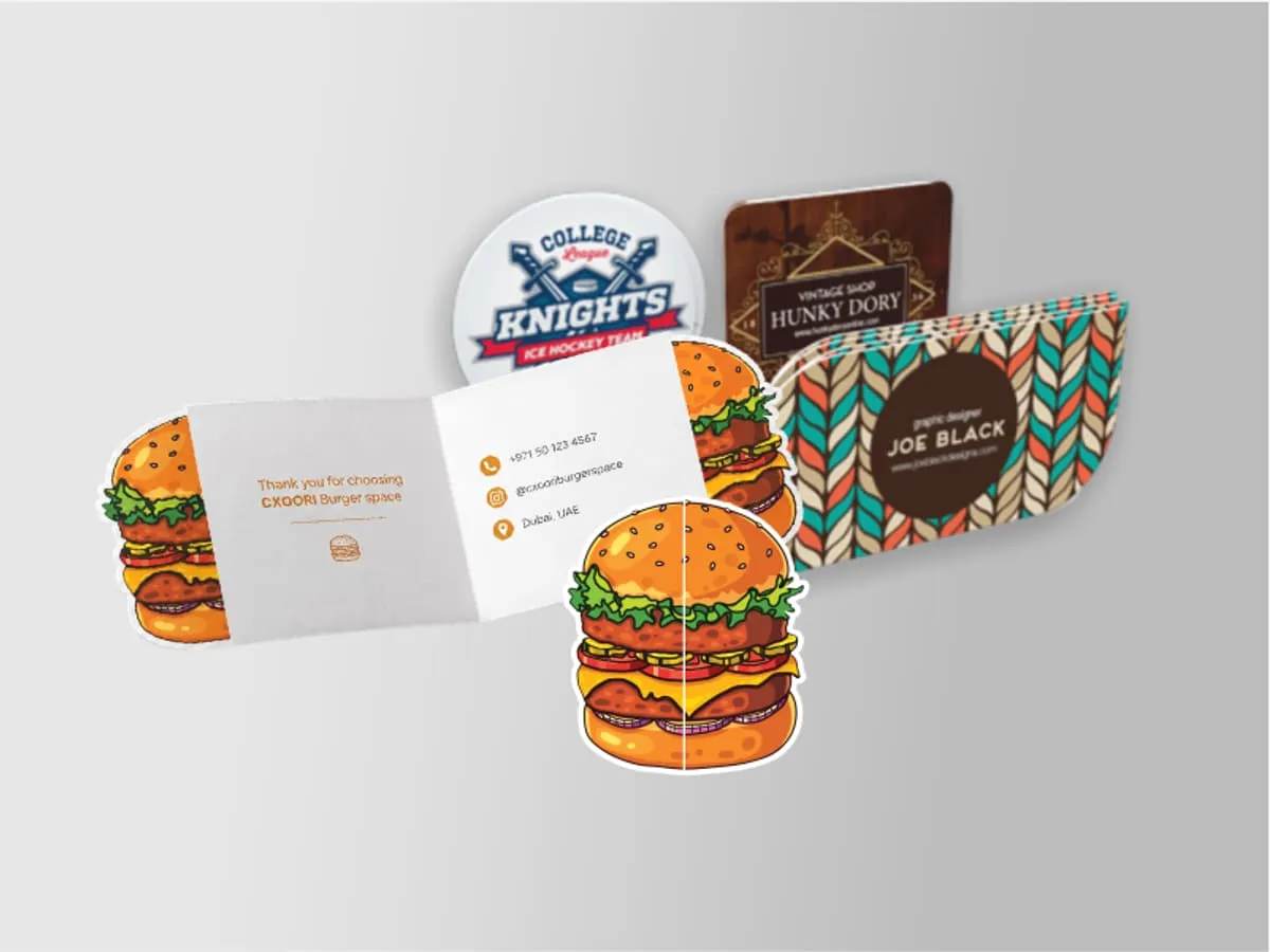 A business card cut to a custom shape