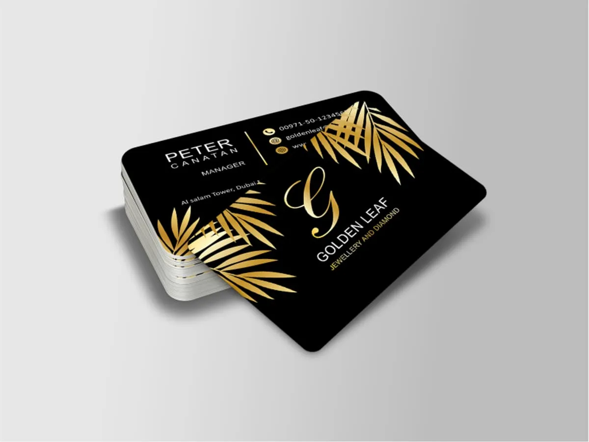 A rounded corner card with gold foil detail