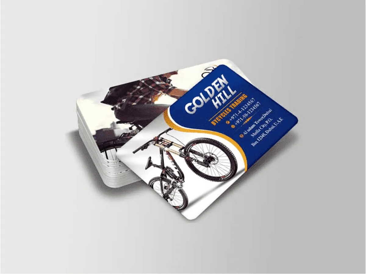A thick glossy PET laminated card with rounded corners