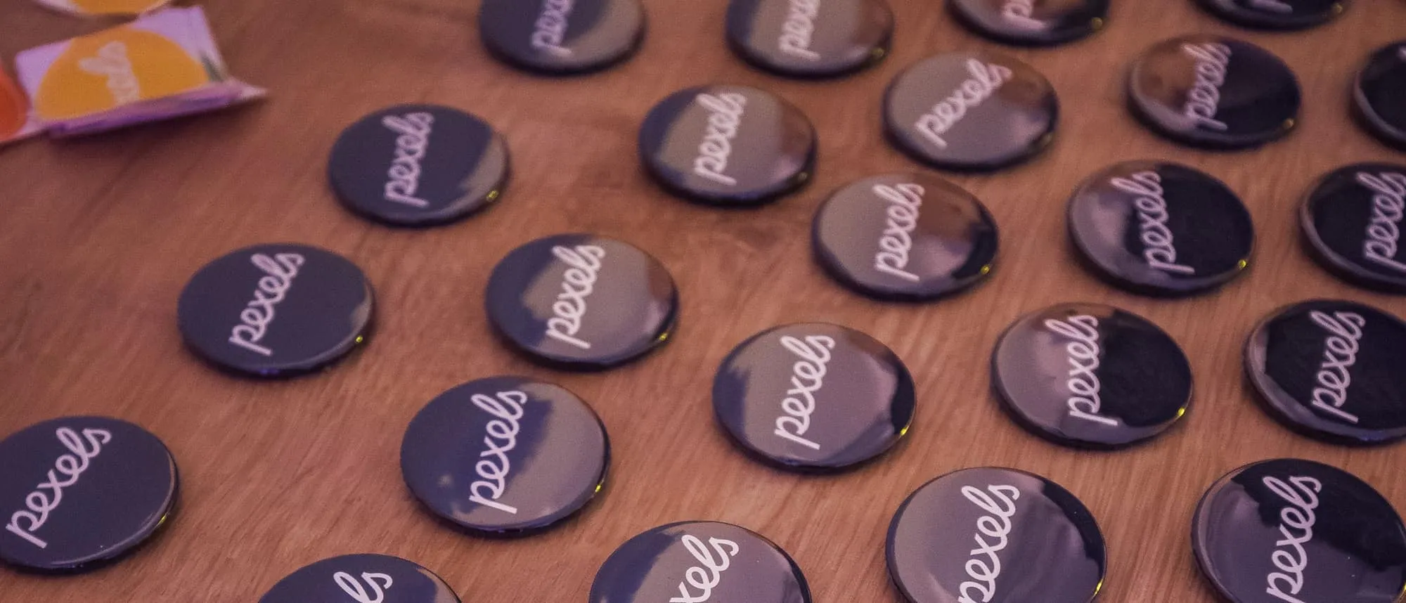 Branded display material set up at a marketing event