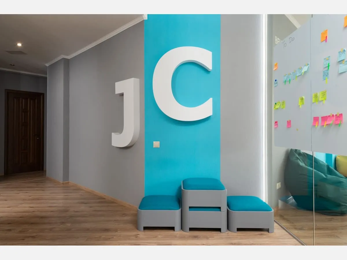 Large dimensional letters applied to an office wall