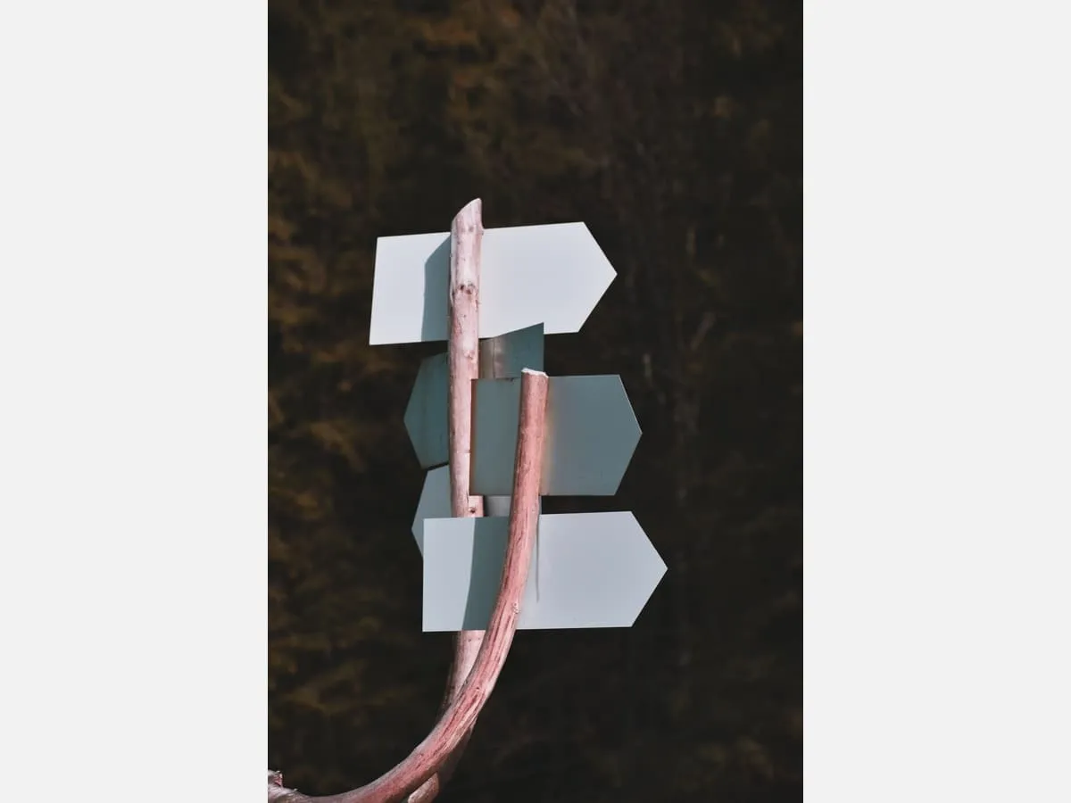 A fingerpost sign pointing in several directions