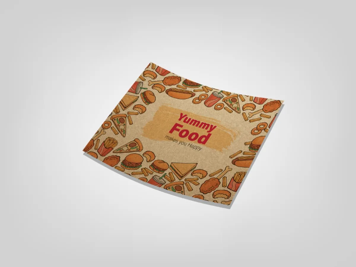 A full-colour placemat printed on kraft brown